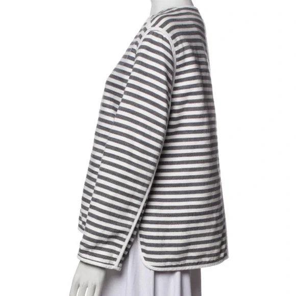 Lafayette 148 Striped Evening Jacket Size: M Striped Gray and White - Picture 2 of 3